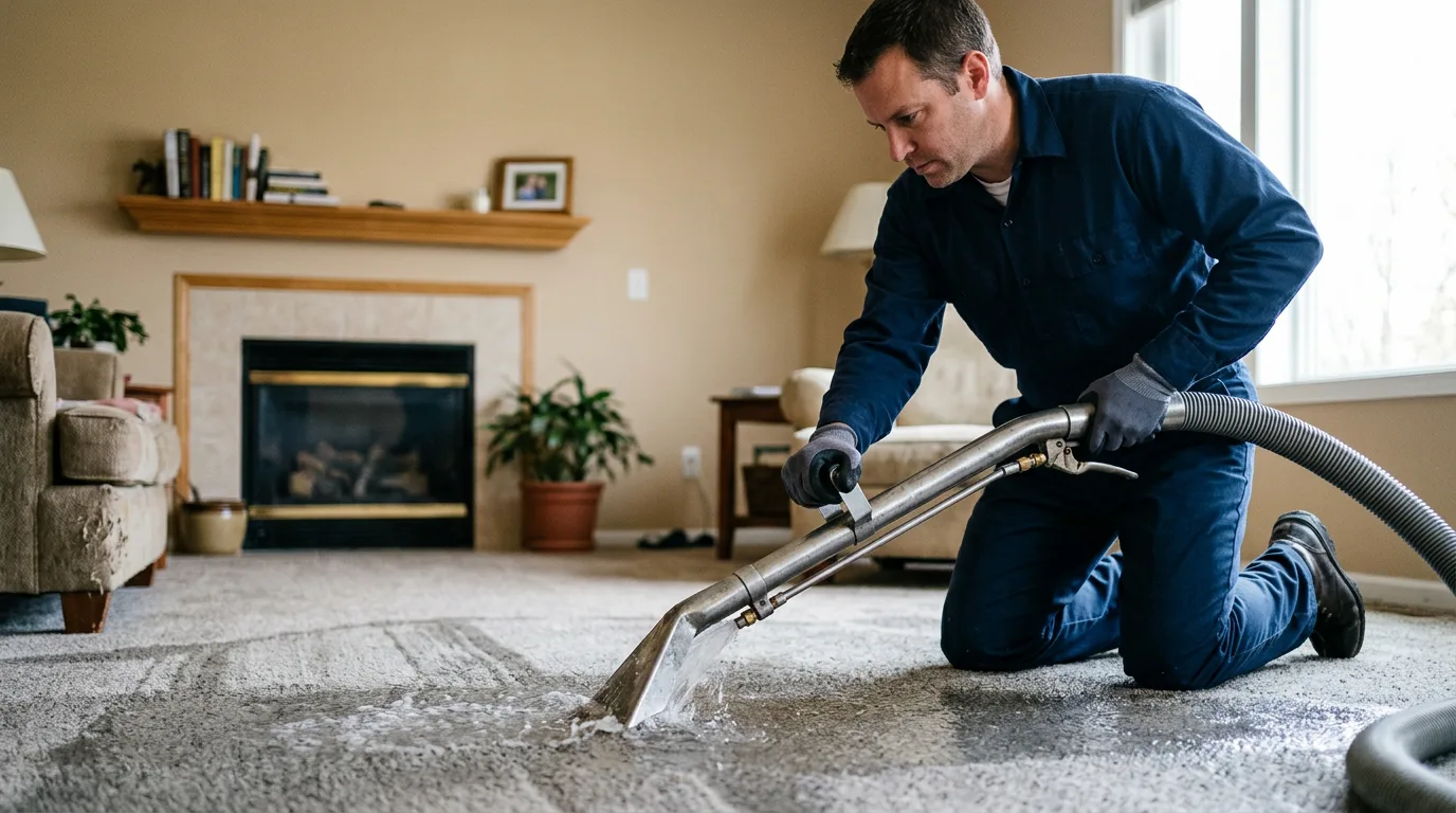 Water damage restoration technician working near Princeton, IL